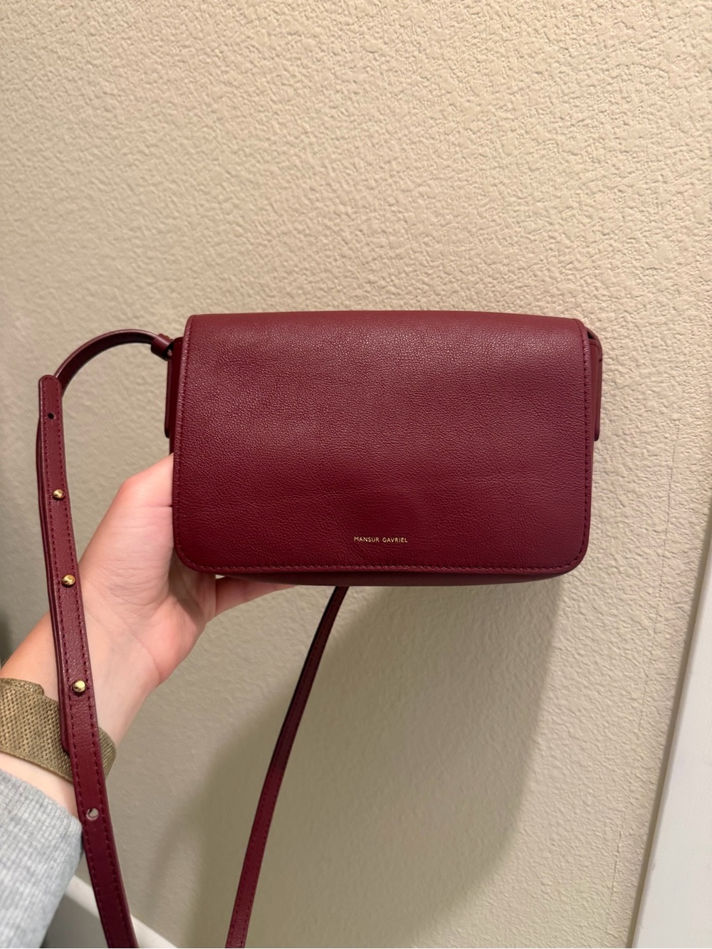 Mansur Gavriel Wine Red Leather Crossbody Bag